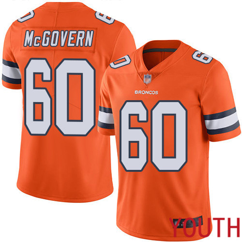 Youth Denver Broncos #60 Connor McGovern Limited Orange Rush Vapor Untouchable Football NFL Jersey->youth nfl jersey->Youth Jersey